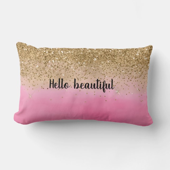 Coussin Rectangle Parties scintillant d'or Glitz Confetti à l'aquare (Recto)