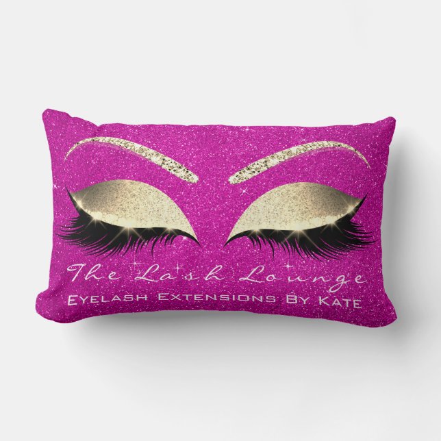 Coussin Rectangle Parties scintillant d'or Hot rose maquillage yeux  (Recto)