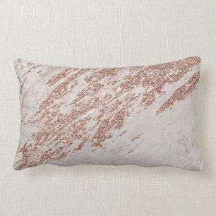 Coussin Rectangle Parties scintillant en marbre de luxe rose rose pâ