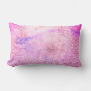 Coussin Rectangle *~* Parties scintillant florale bleu rose pourpre 