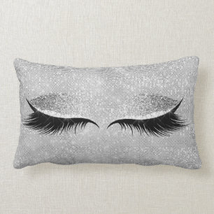 Coussin Rectangle Parties scintillant gris argenté Noir Glam Make Up