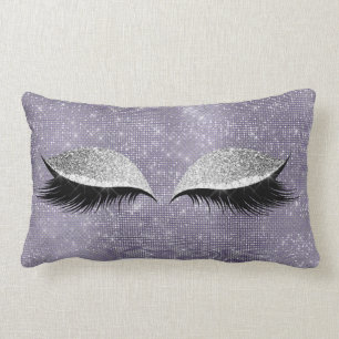 Coussin Rectangle Parties scintillant gris argenté noir maquillage v