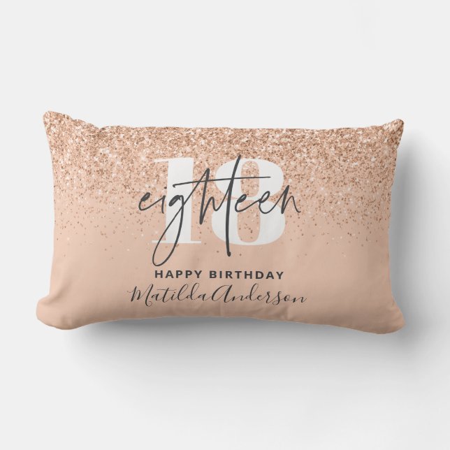Coussin Rectangle parties scintillant moderne chic 18 ans à la poupé (Recto)