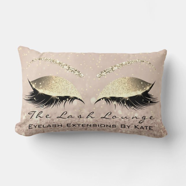 Coussin Rectangle Parties scintillant or maigre rose maquillage yeux (Recto)