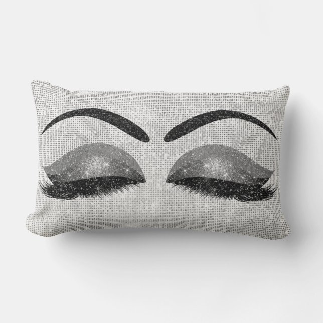Coussin Rectangle Parties scintillant Séquence Argent Lashes Gris No (Recto)