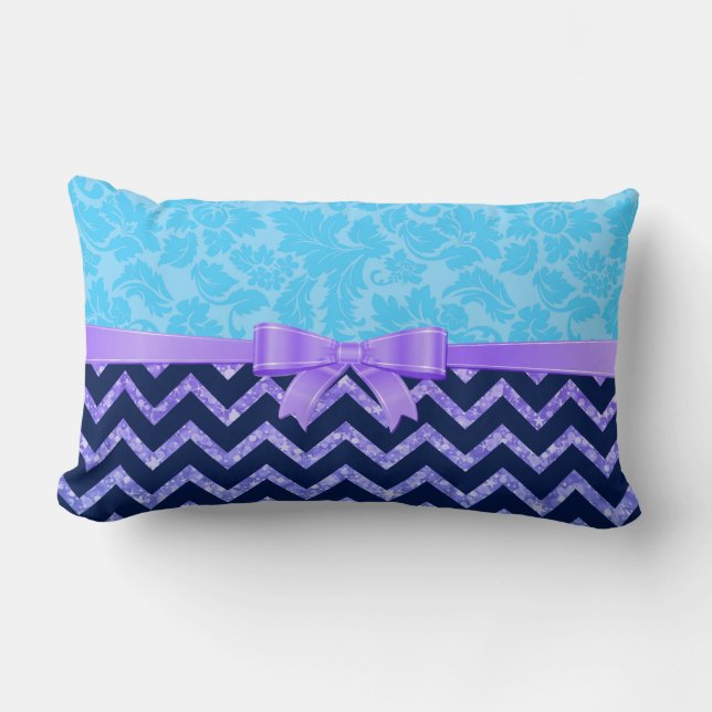 Coussin Rectangle Parties scintillant violette Bleu Chevron Bleu Dam (Recto)