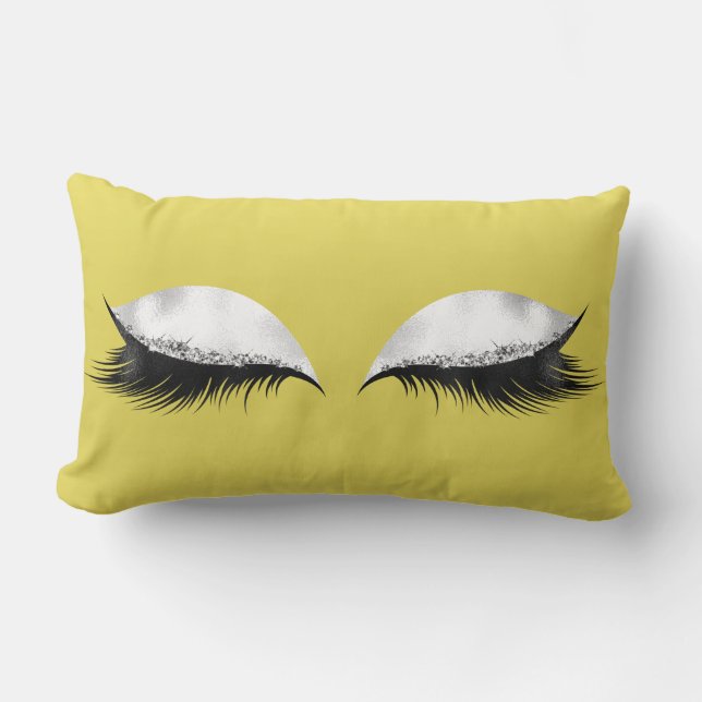 Coussin Rectangle Parties scintillant Yeux Saumon maquillage noir bl (Recto)