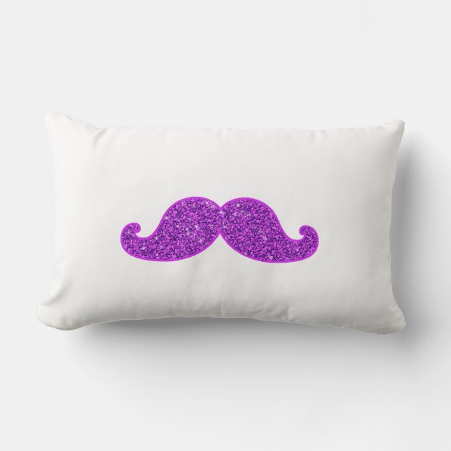 Coussin Rectangle Parties scintillantes pourpres moustache Girly (Recto)
