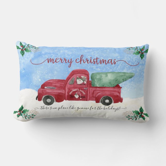 Coussin Rectangle Pas d'endroit comme Gnome Tree Farm Camion Rouge A (Recto)