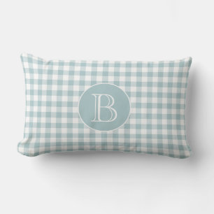 Coussin Rectangle Pastel Blue En vichy Motif Custom Monogramme