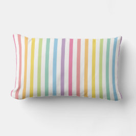 Coussin Rectangle Pastel Color Rainbow Stripes Motif