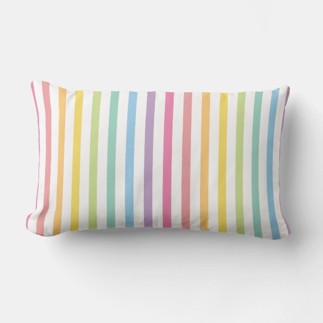 Coussin Rectangle Pastel Color Rainbow Stripes Motif (Recto)