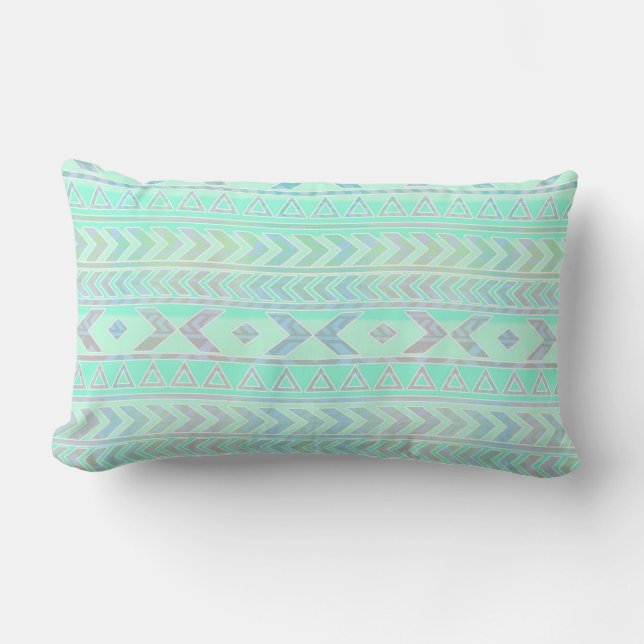 Coussin Rectangle Pastel Turquoise Aztec Art Style Motif (Recto)