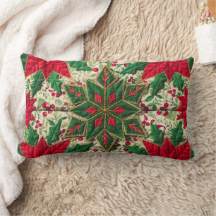 Coussin Rectangle Patchwork de Noël Pousse d'oreiller à lancer Vert