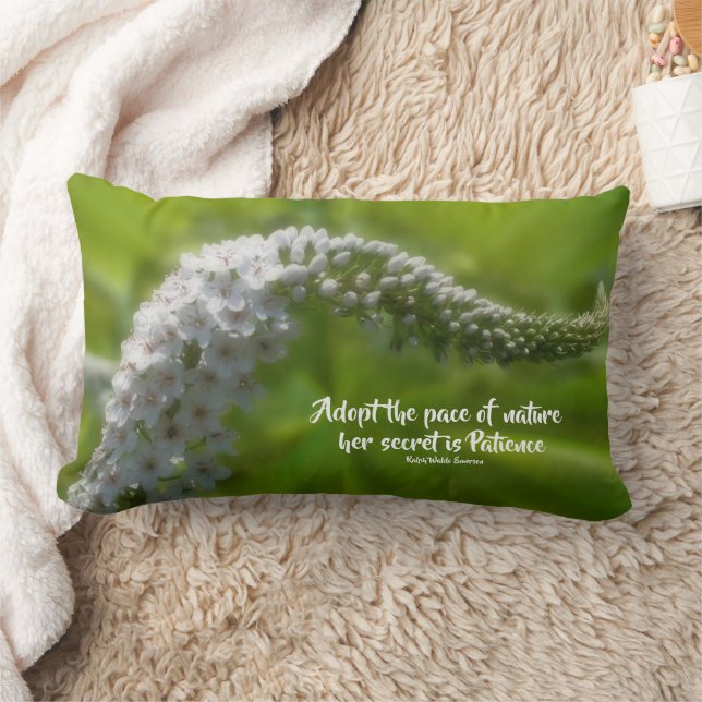 Coussin Rectangle Patience Quote White Flower Inspirational  (Couverture)
