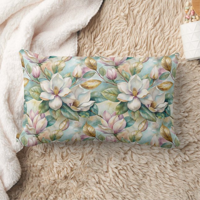 Coussin Rectangle Pattern Elegant Magnolia Flowers (Couverture)
