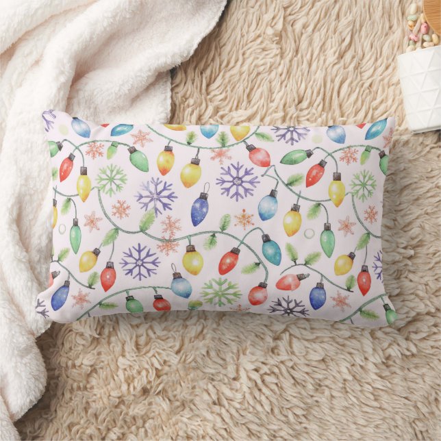 Coussin Rectangle Pattern Retro Christmas Lights (Couverture)