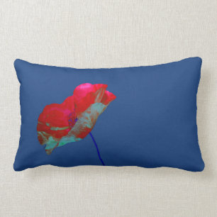 Coussin Rectangle Pavot bleu rouge en bleu foncé
