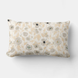 Coussin Rectangle Pavot Botanique Jaune Aquarelle Gris Or Floral
