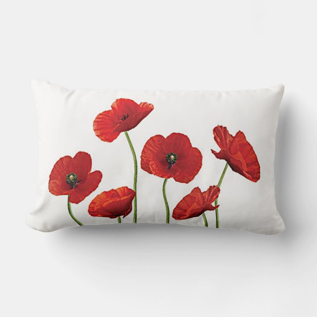 Coussin Rectangle Pavots rouges (Recto)