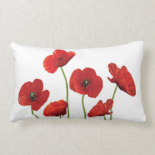 Coussin Rectangle Pavots rouges