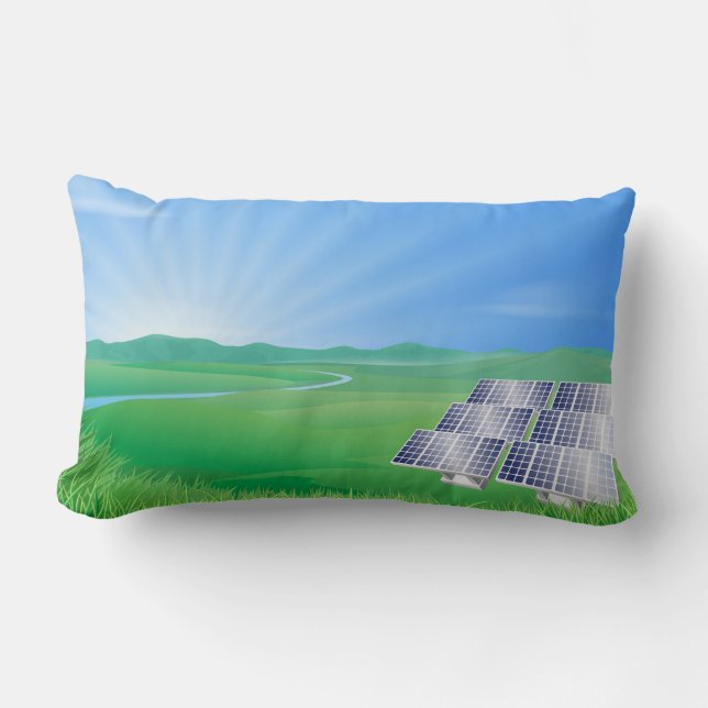 Coussin Rectangle Paysage de panneaux solaires respectueux de l'envi (Recto)