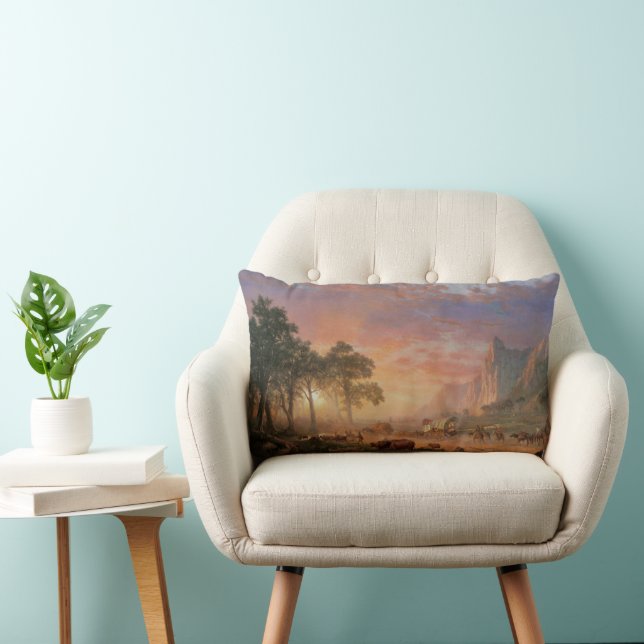 Coussin Rectangle Paysage vintage, sentier de l'Oregon par Bierstadt (Chaise)