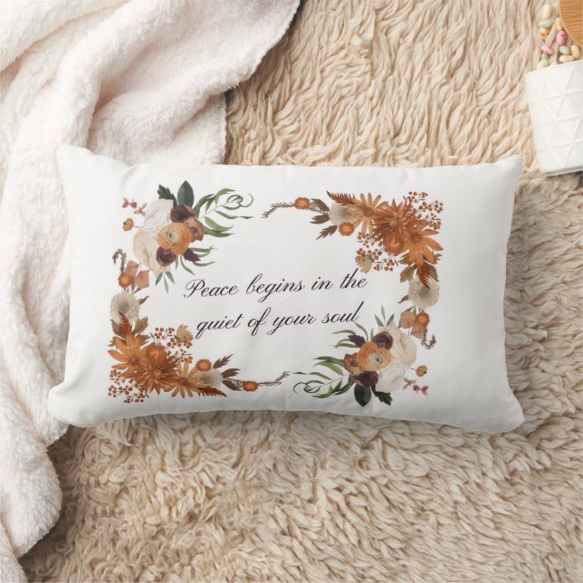 Coussin Rectangle Peace Begins Pillow with I Love Mom Back (Couverture)