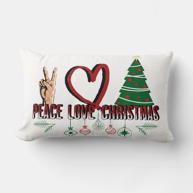 Coussin Rectangle Peace Love Christmas (Recto)