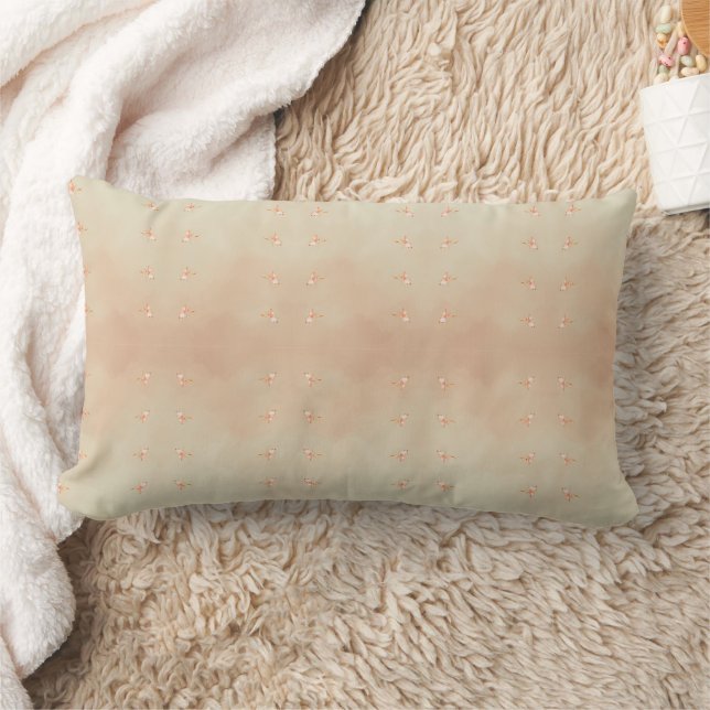 Coussin Rectangle Peach elegant floral butterfly pattern (Couverture)