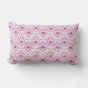 Coussin Rectangle Pêche et pourpre Damask Floral Élégant Motif