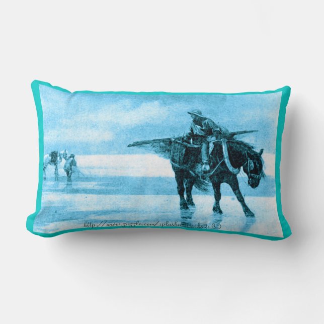 COUSSIN RECTANGLE "PÊCHEURS DE SHRIMP, COXYDE" (Recto)