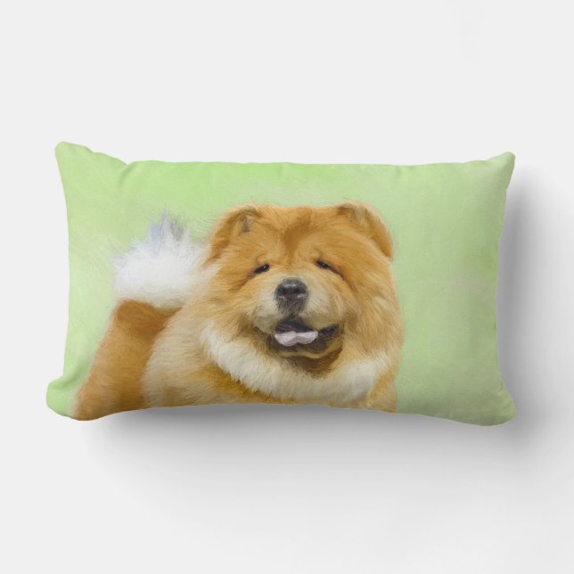Coussin Rectangle Peinture Chow Chow - Joli art original chien (Recto)