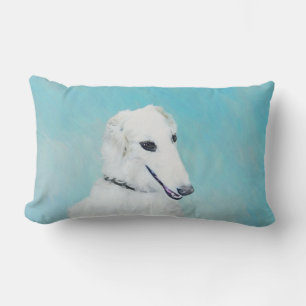 Coussin Rectangle Peinture de Borzoi (Blanc) - Joli Chien d'origine