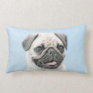 Coussin Rectangle Peinture de carlin - art original mignon de chien