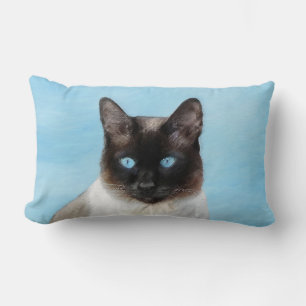 Coussin Rectangle Peinture de chat siamois - Art original de chat mi