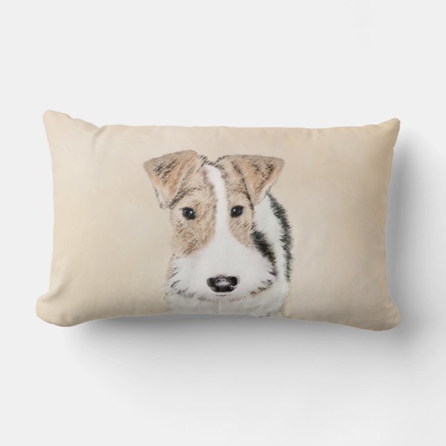 Coussin Rectangle Peinture de Fox Terrier de fil - art original (Recto)
