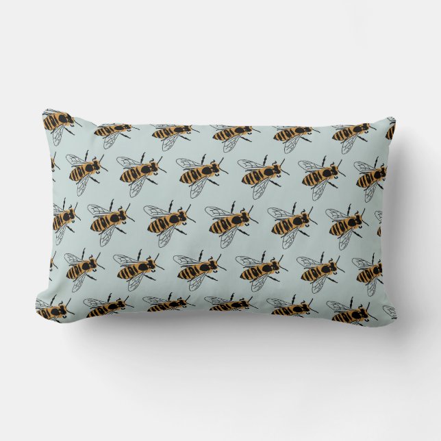 Coussin Rectangle Peinture de l'abeille au miel Illustration de l'or (Recto)