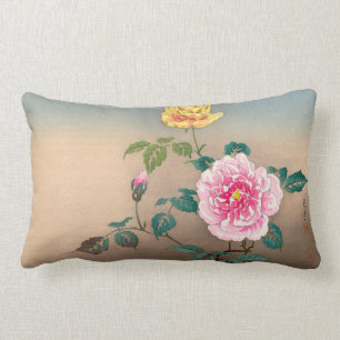 Coussin Rectangle Peinture japonaise de fleurs de Tsuchiya Koitsu de