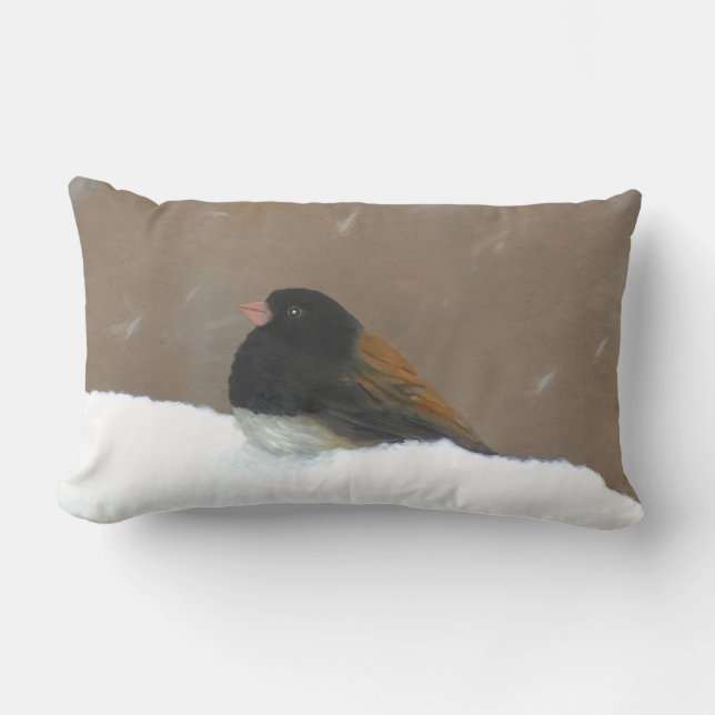 Coussin Rectangle Peinture Junco foncée - Art original pour oiseaux (Recto)