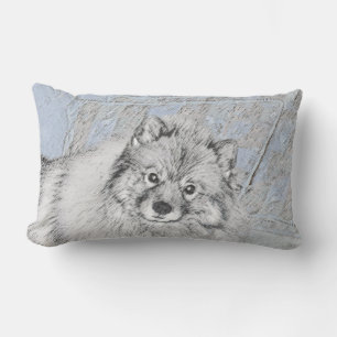 Coussin Rectangle Peinture Keeshond Beth - Joli art original chien
