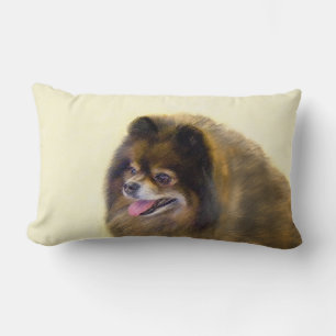 Coussin Rectangle Peinture Poméranienne Noir et Tan Art Chien origin