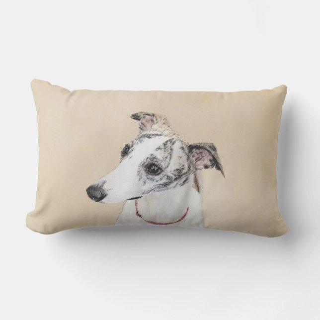 Coussin Rectangle Peinture Whippet - Jolie art original chien (Recto)