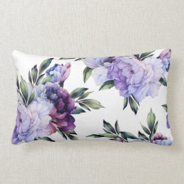 Coussin Rectangle Peonies géantes pourpres et bleues