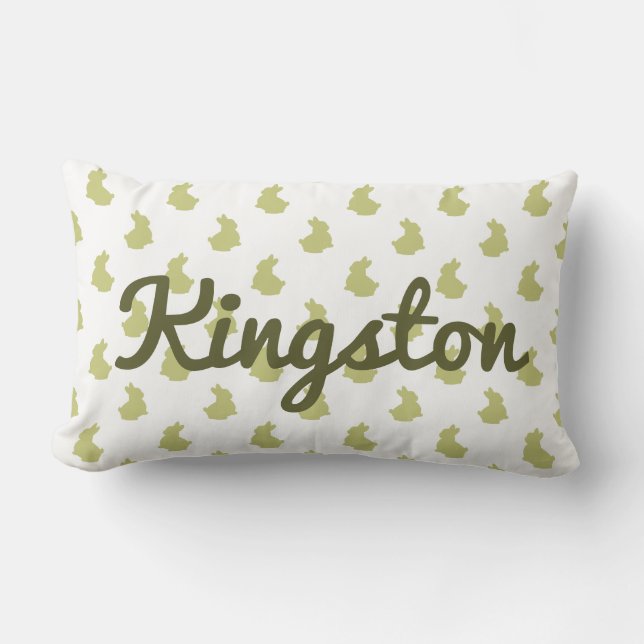 Coussin Rectangle Pépinière de lapin blanc et d'olive (Recto)