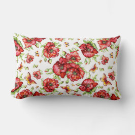 Coussin Rectangle Pépites rouges avec feuillage vert sur Arrière - p