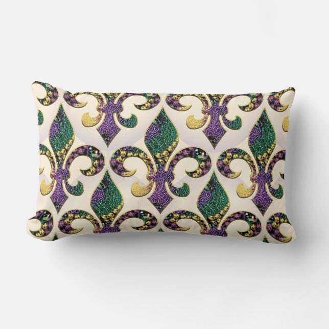 Coussin Rectangle Perle Fleur de lis de mardi gras (Recto)