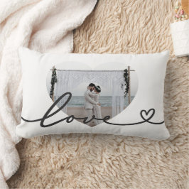 Coussin Rectangle Personalised Love Script Heart Photo