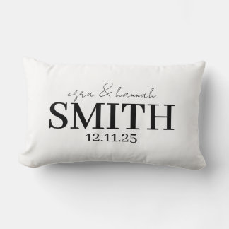Coussin Rectangle Personalized Wedding Pillow, Last Name & Date