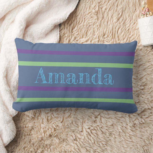 Coussin Rectangle PERSONNALISABLE/ AJOUTER UN NOM/ STRIPES LUMBAR Th (Couverture)
